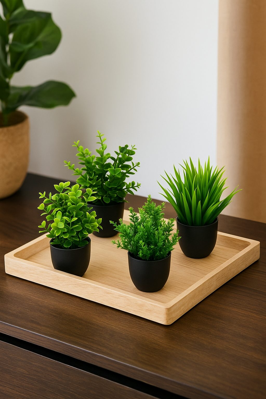 Mini Artificial Eucalyptus Plant in Black Pot – Home & Office Décor”