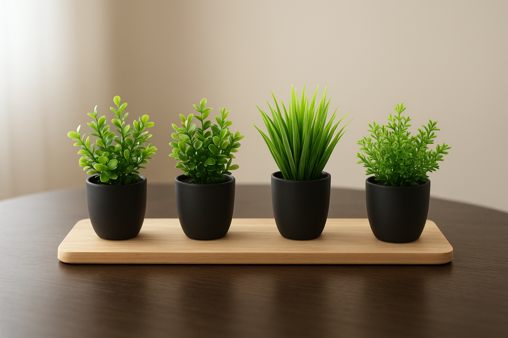 Mini Artificial Eucalyptus Plant in Black Pot – Home & Office Décor”