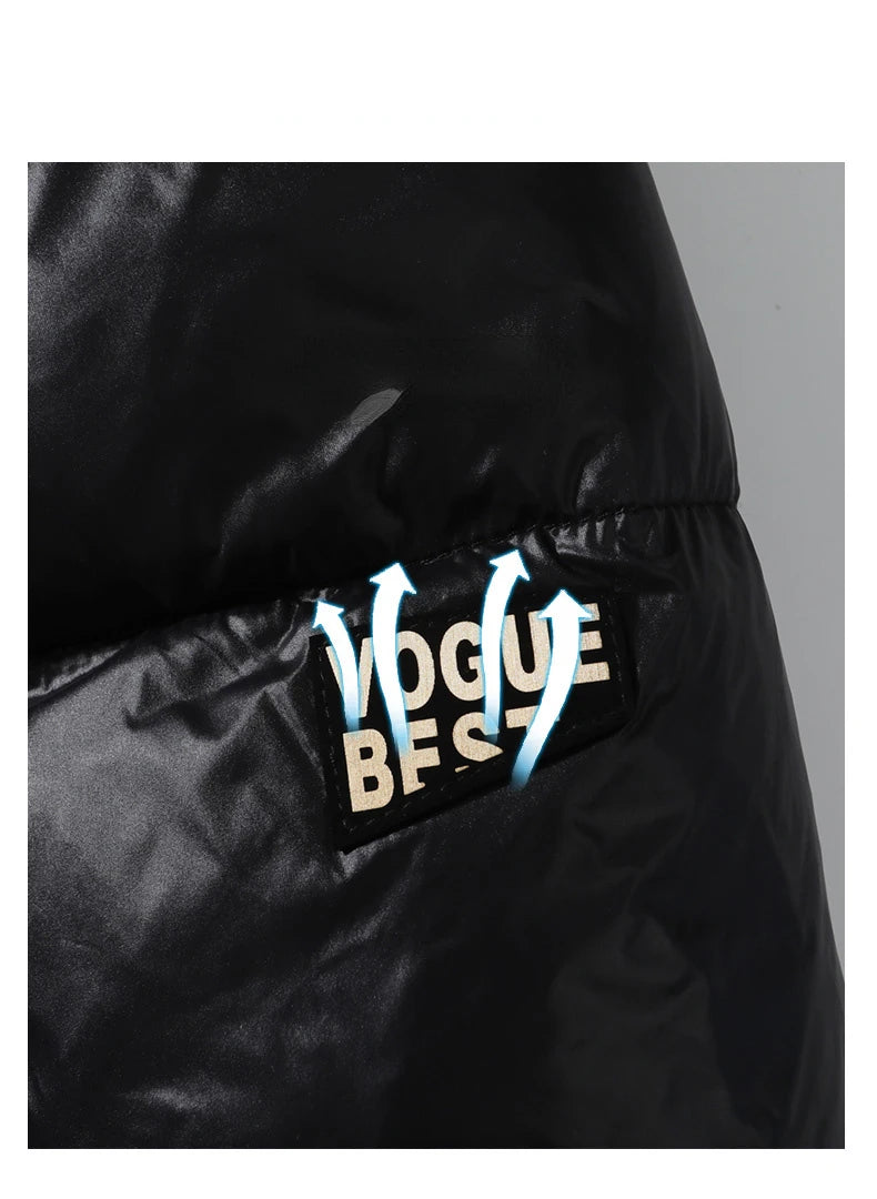 2024 Winter Warm Jacket Men's Trendy Brand Black Gold Bright Waterproof Warm