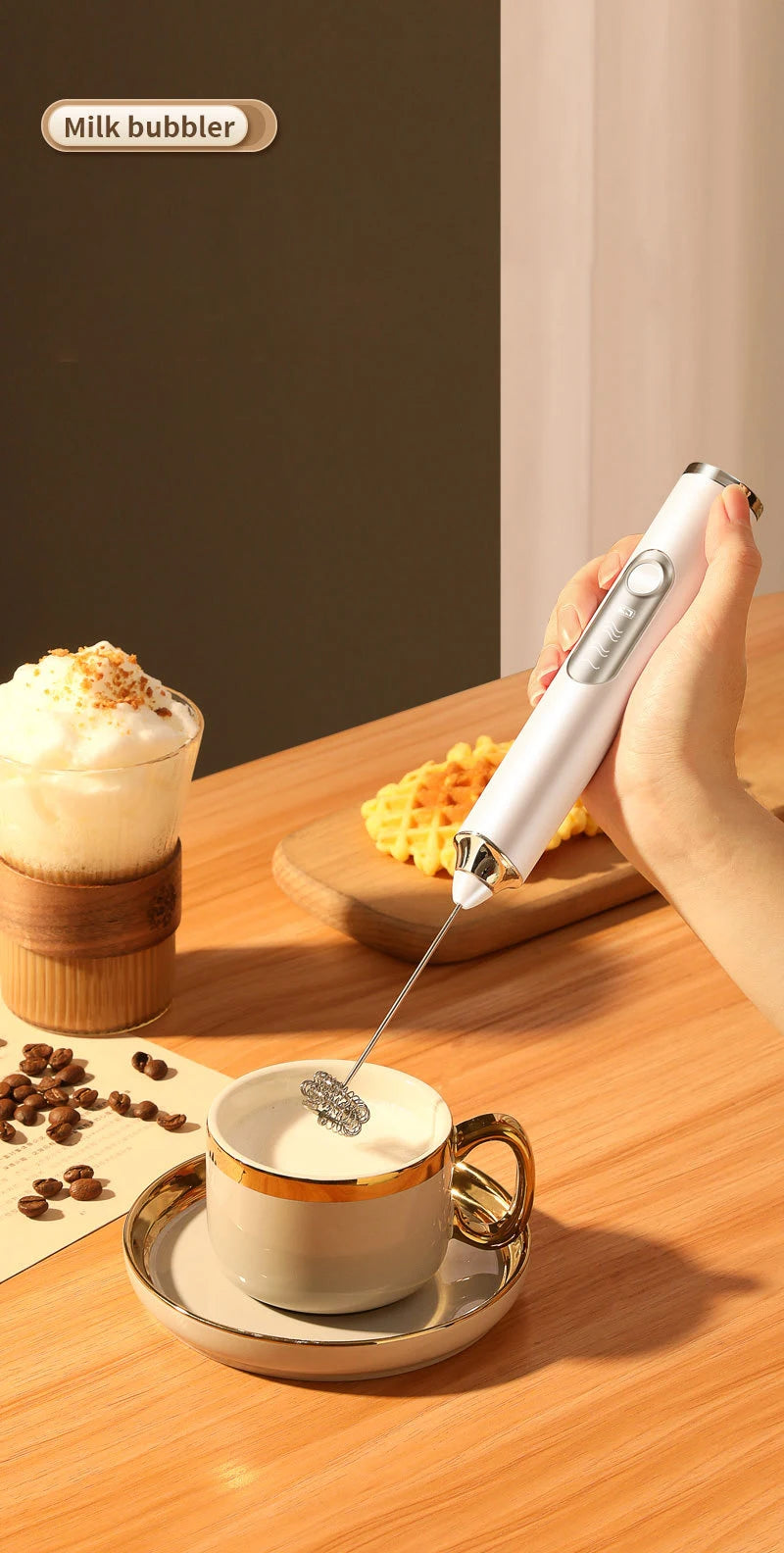 High Quality Wireless Electric Milk Frother Whisk Egg Beater USB Rechargeable Handheld Coffee Blender Milk Shaker Mixer Foamer