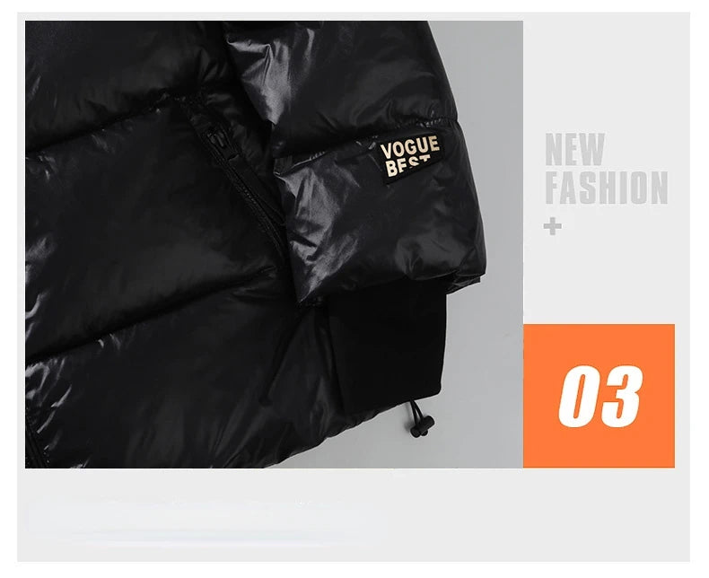 2024 Winter Warm Jacket Men's Trendy Brand Black Gold Bright Waterproof Warm