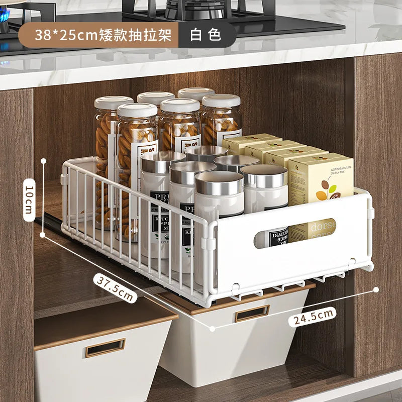 Kitchen Storage Rack Pull Out Cabinet Organizer Slide Drawer Storage Tray Seasoning Bottle Spice Storage Rack Kitchen Organizer