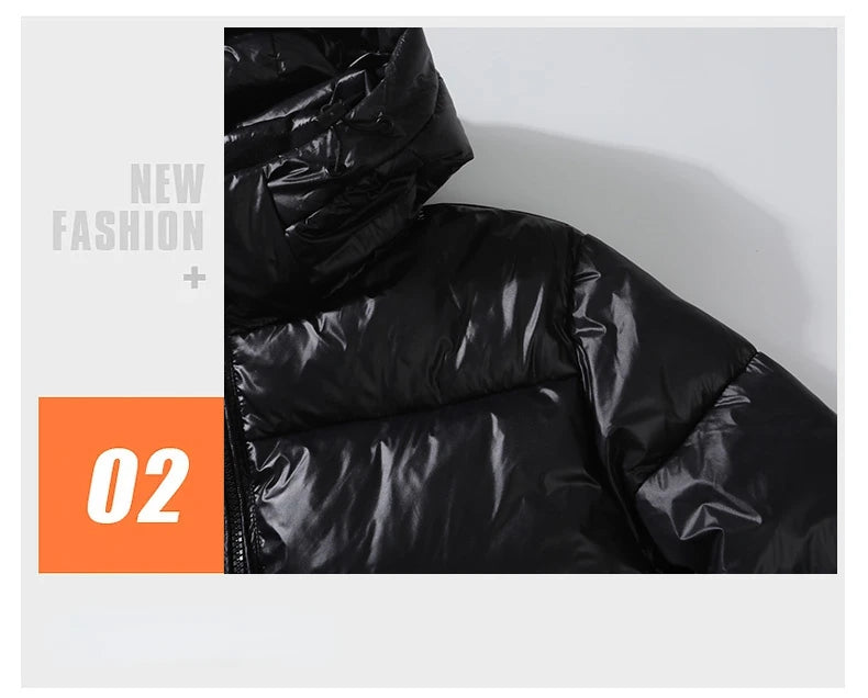 2024 Winter Warm Jacket Men's Trendy Brand Black Gold Bright Waterproof Warm