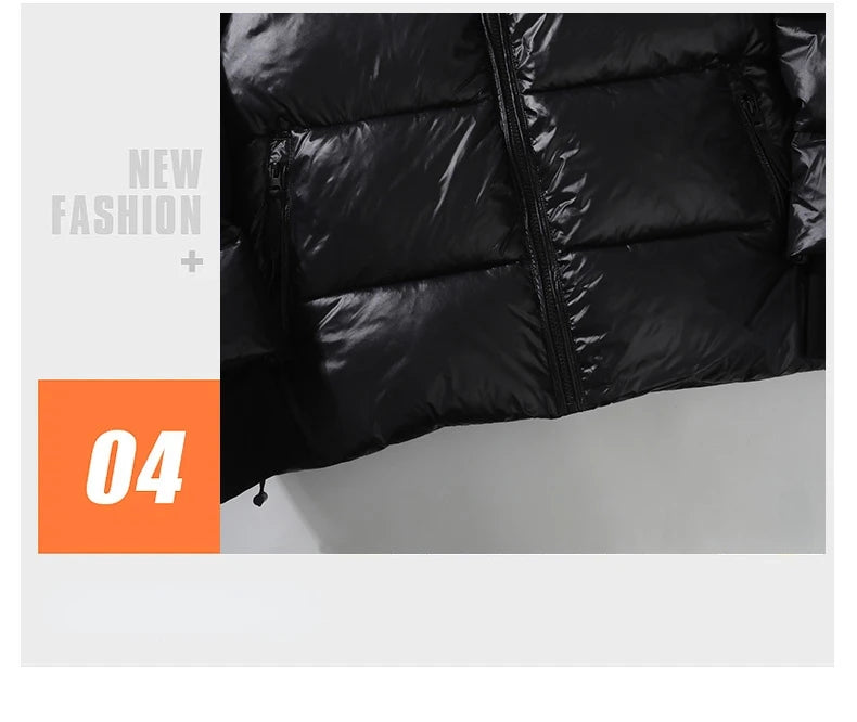 2024 Winter Warm Jacket Men's Trendy Brand Black Gold Bright Waterproof Warm