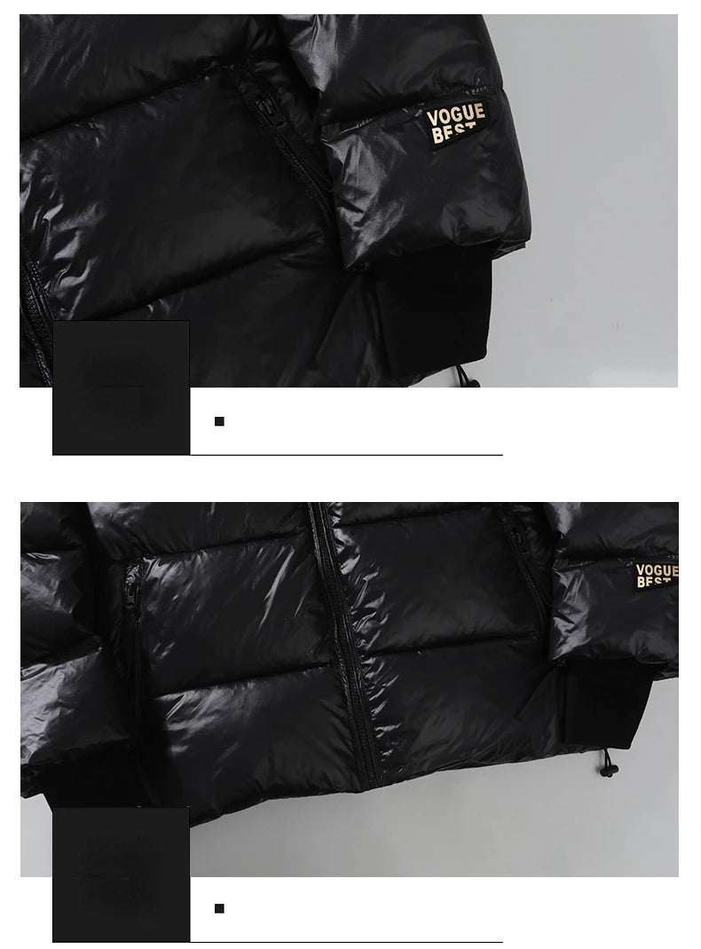 2024 Winter Warm Jacket Men's Trendy Brand Black Gold Bright Waterproof Warm